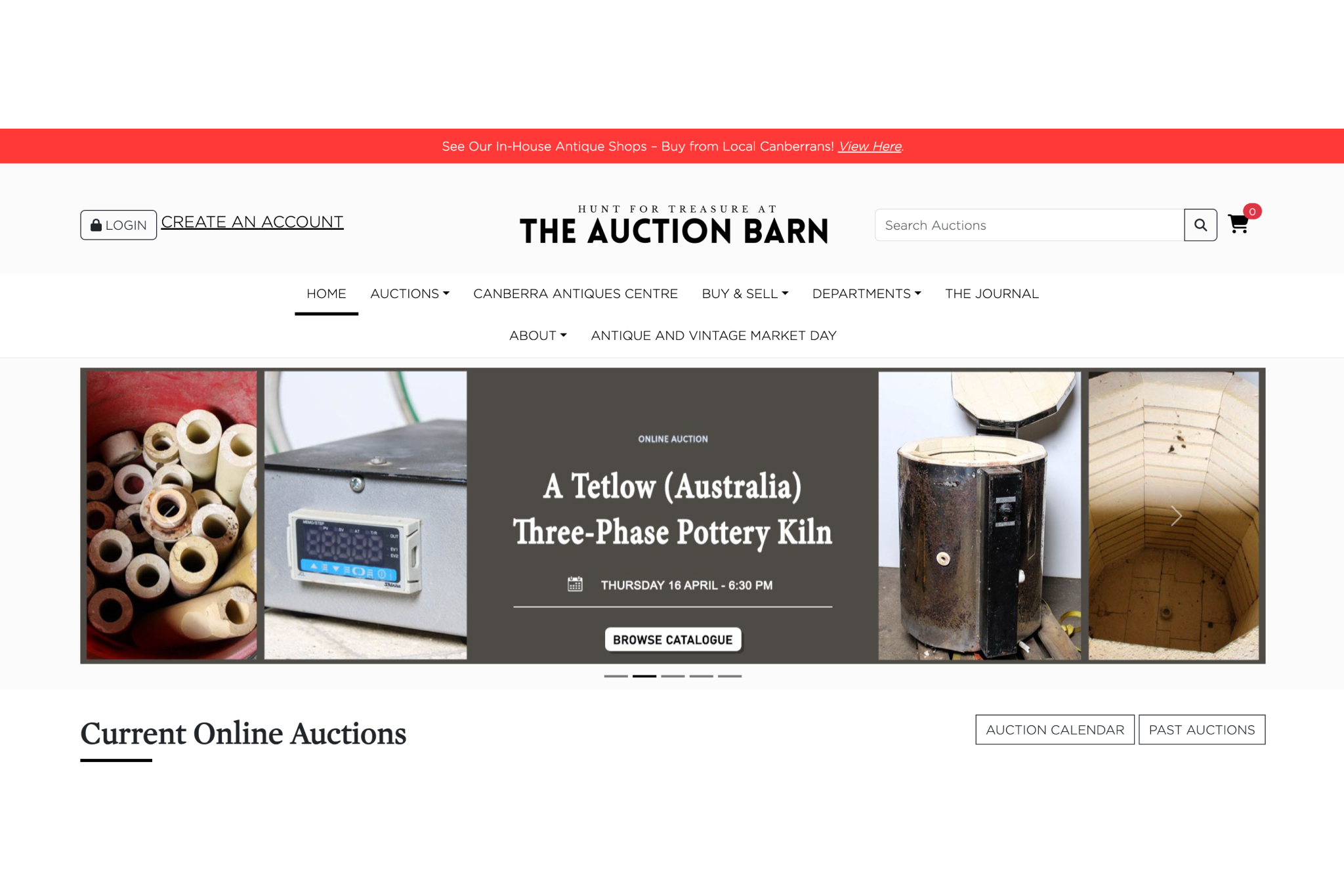 The Auction Barn website screenshot