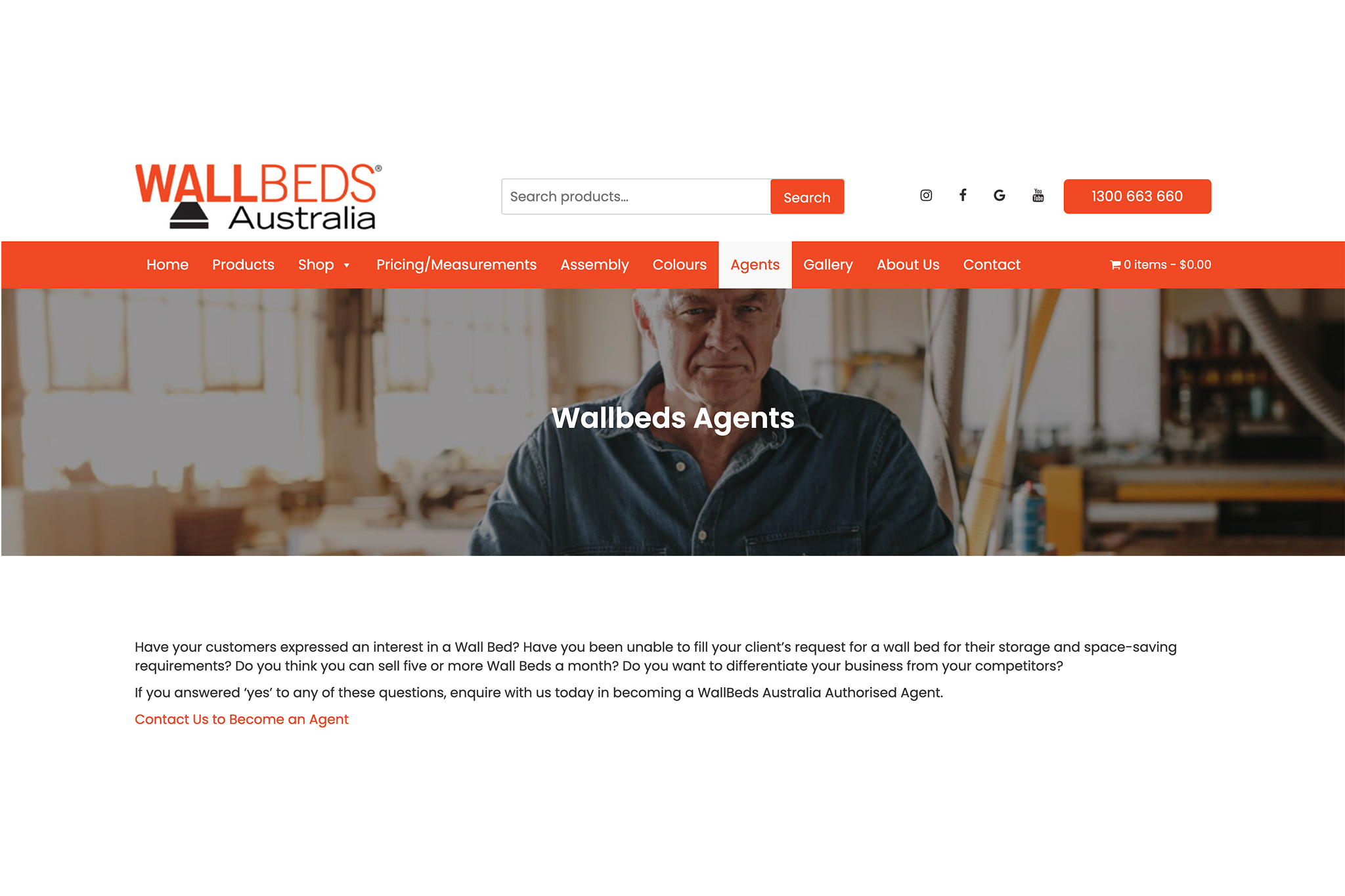 Wallbeds Australia website screenshot